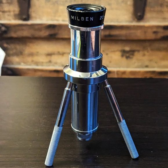 Rare Vintage (mid 19th Century) Field Microscope & Blue Light Lamp by Milben - Picture 7 of 15